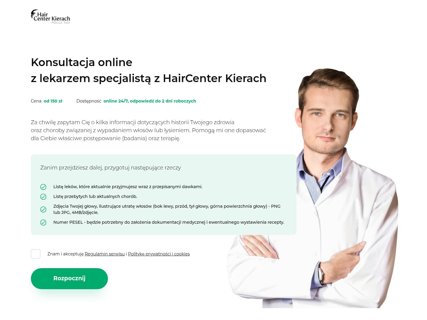 Widok projektu Dr Kierach Formularz